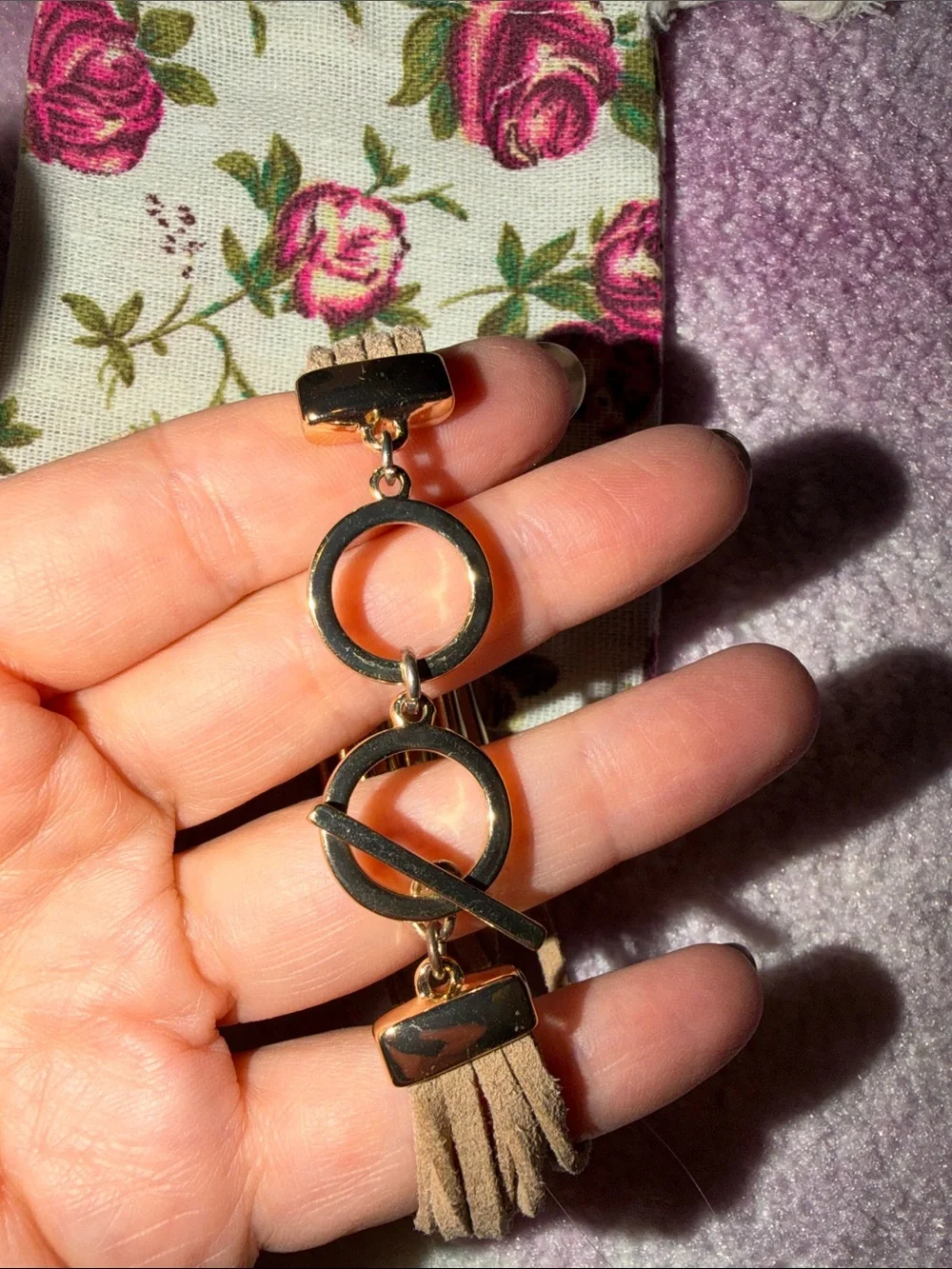 Gold and Tan Suede Multi-Row Wrap Bracelet with a Dust Bag